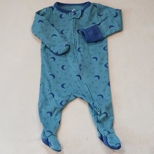 Baby Blue Moon Print Footed One-Piece